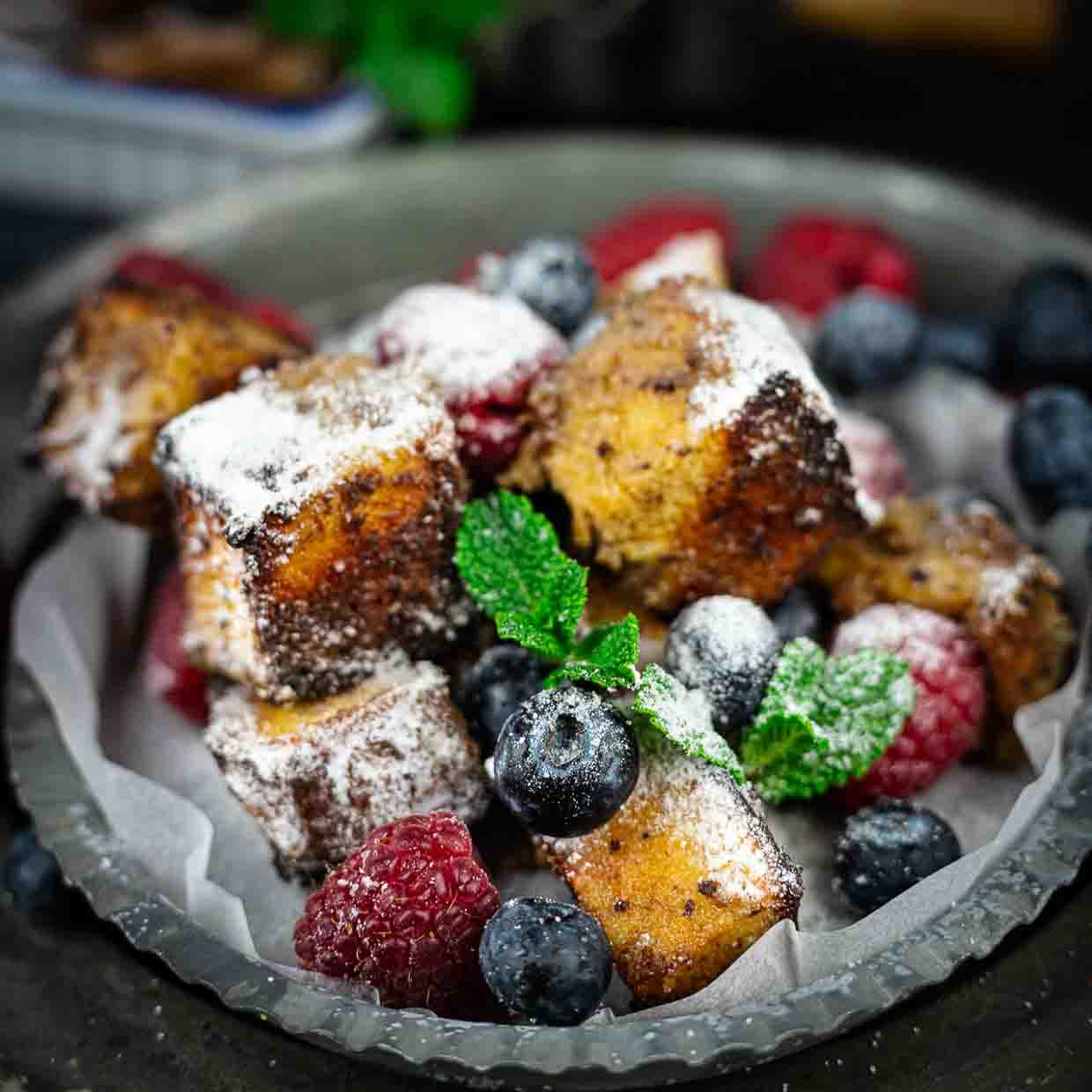 Baked French Toast served on a plate.