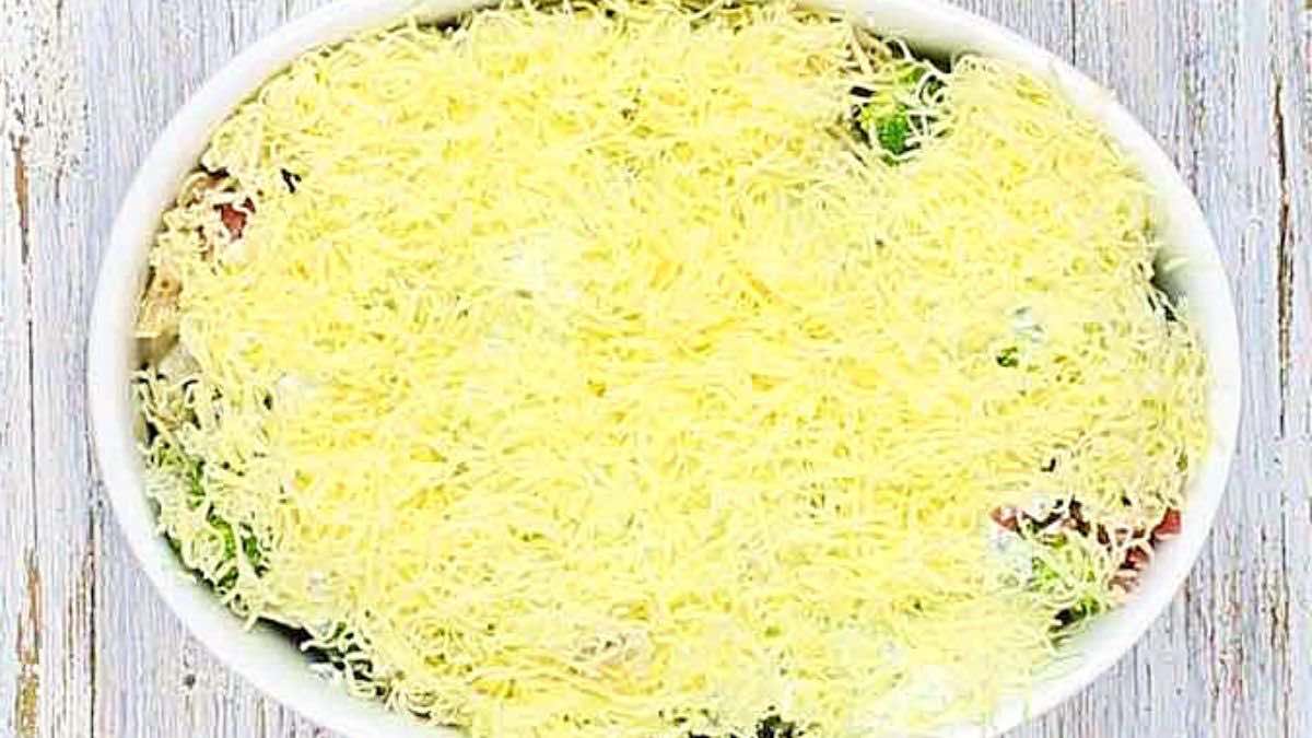 Crack Chicken Casserole with cheese before baking.