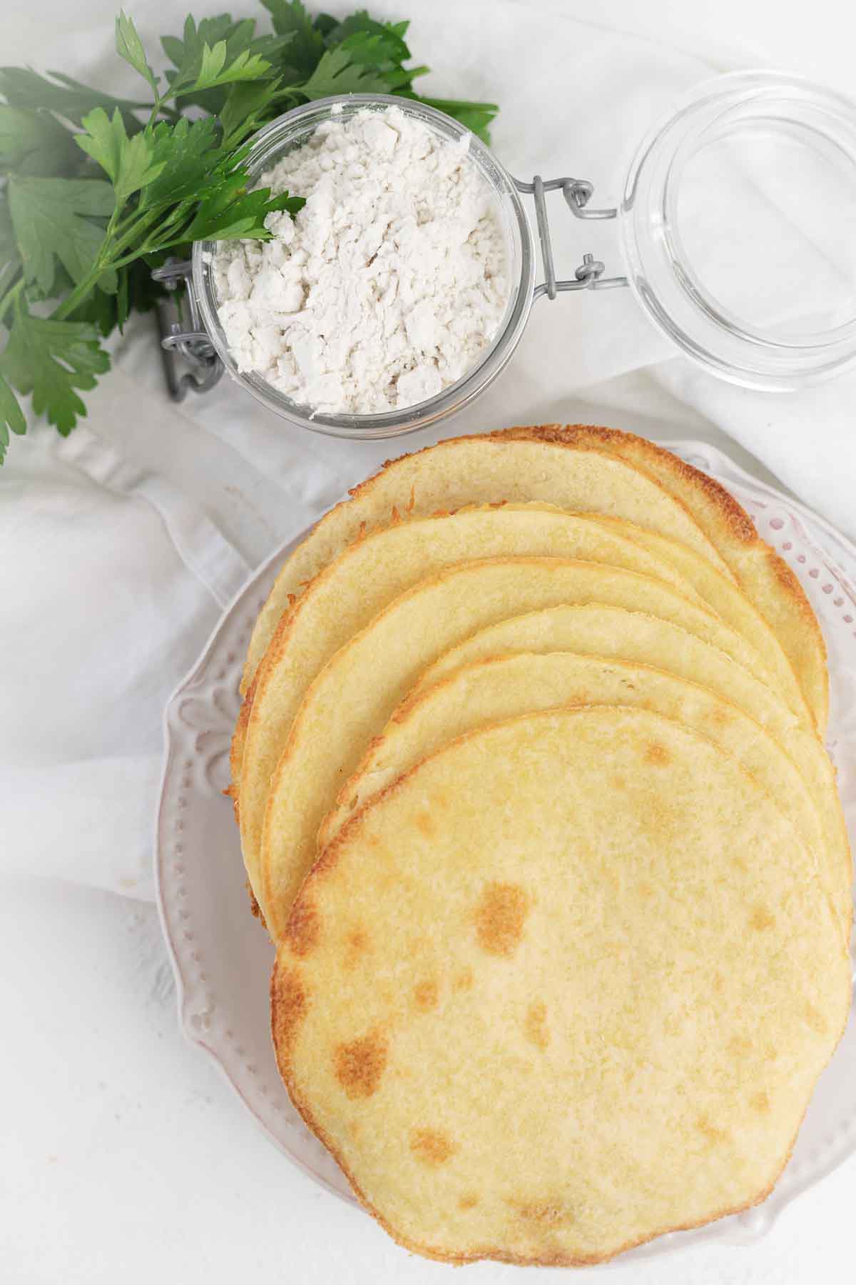 Oven-Baked Tortillas on a white plate.