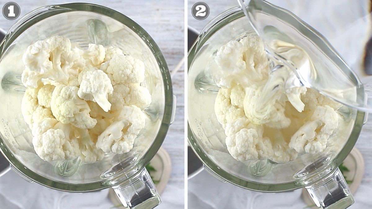 Make Riced Cauliflower filling up the blender.