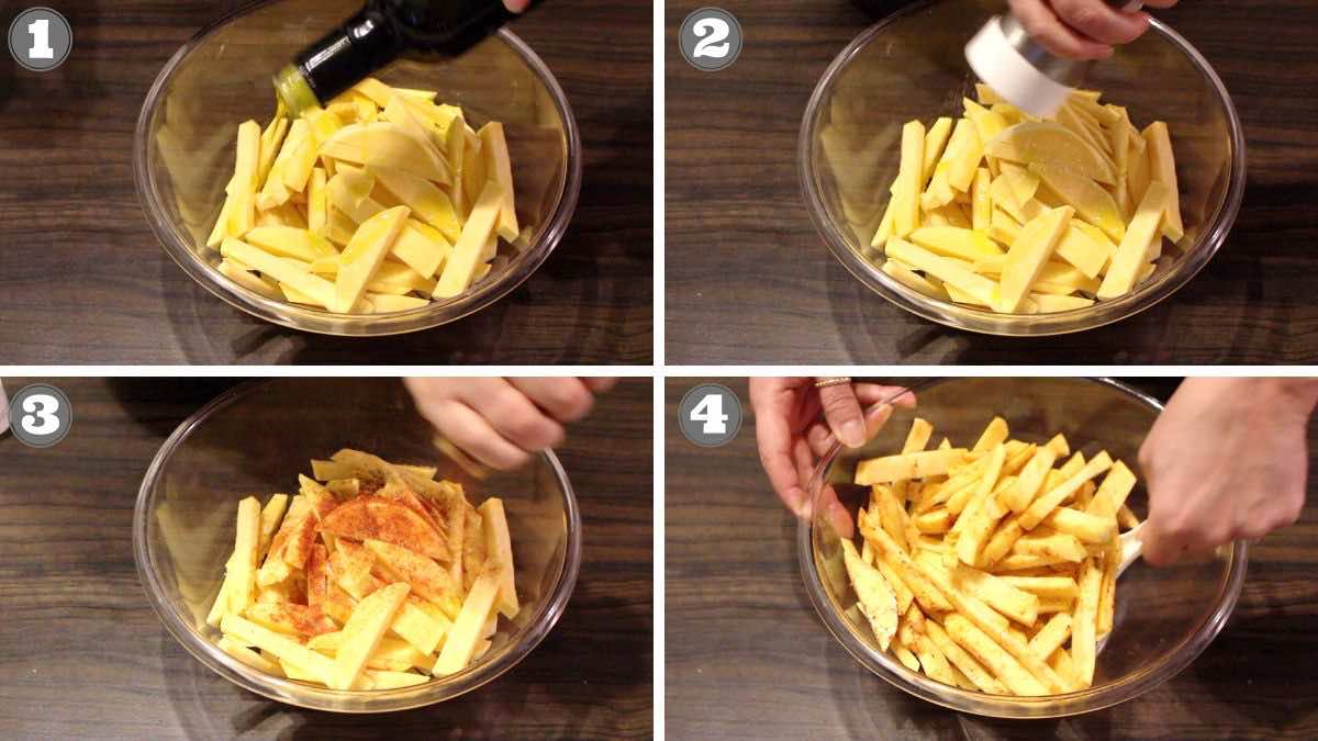 Easy rutabaga fries steps.