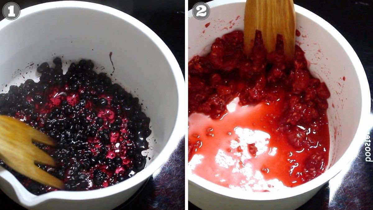 Cooking berries.