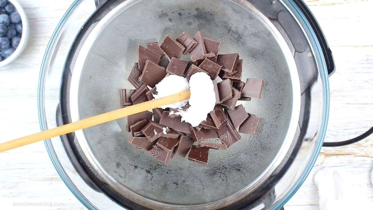Melting chocolate.