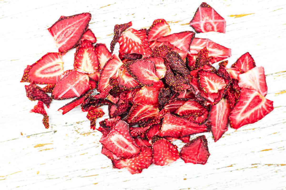 A pile of dried strawberry slices.