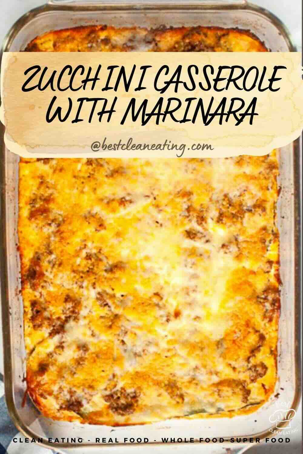 Baked zucchini casserole topped with melted cheese.